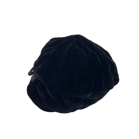 Vintage 60s Velvet Mod Go Go Cap Bow Detail Black 8160 British - Picture 7 of 9